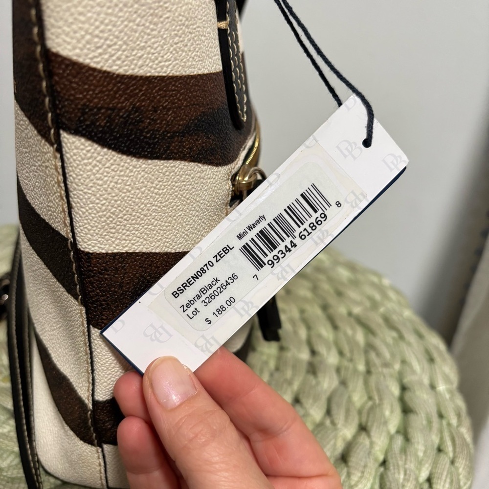 Dooney & Bourke Mini Waverly Zebra Black/Brown Leather Crossbody Bag NWT - Picture 5 of 14